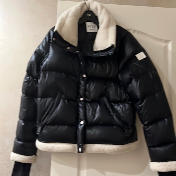 Sam jacket Gigi Shearling-Trim Down Jacket - - Picture 2 of 12